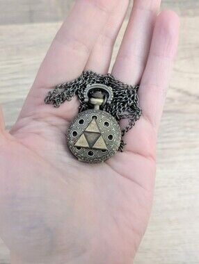 Antique Brass Triforce Pocket Watch Necklace